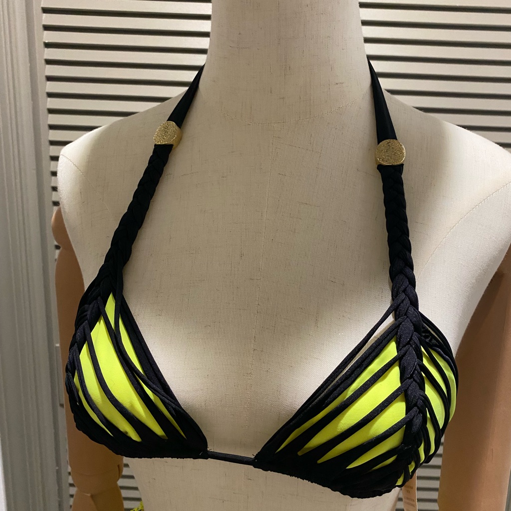Agent Provocateur Black And Neon Yellow Bikini Top Size Small